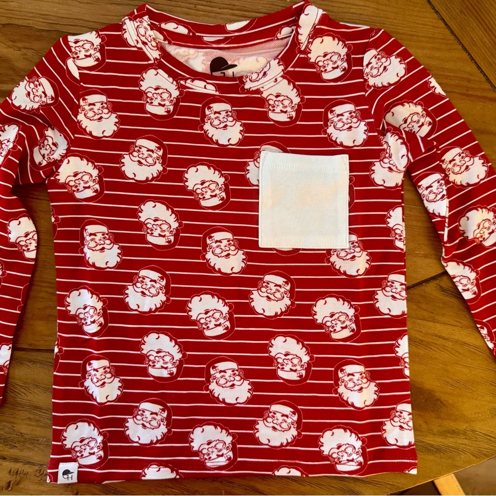 Festive Red Santa Kids Long Sleeve Tee